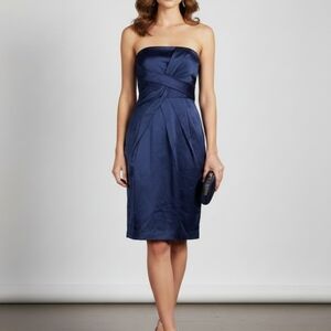 BCBGMax Azria Blue Satin Feel Twist  Cocktail Dress Size 6